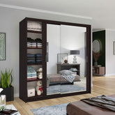 Chicago Wenge Wardrobe with Sliding & Mirror Doors - Fast UK Delivery